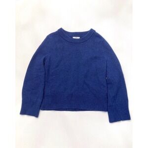 Halston Extra Fine Merino Wool Sweater Womens XL Blue Crew Neck Pullover